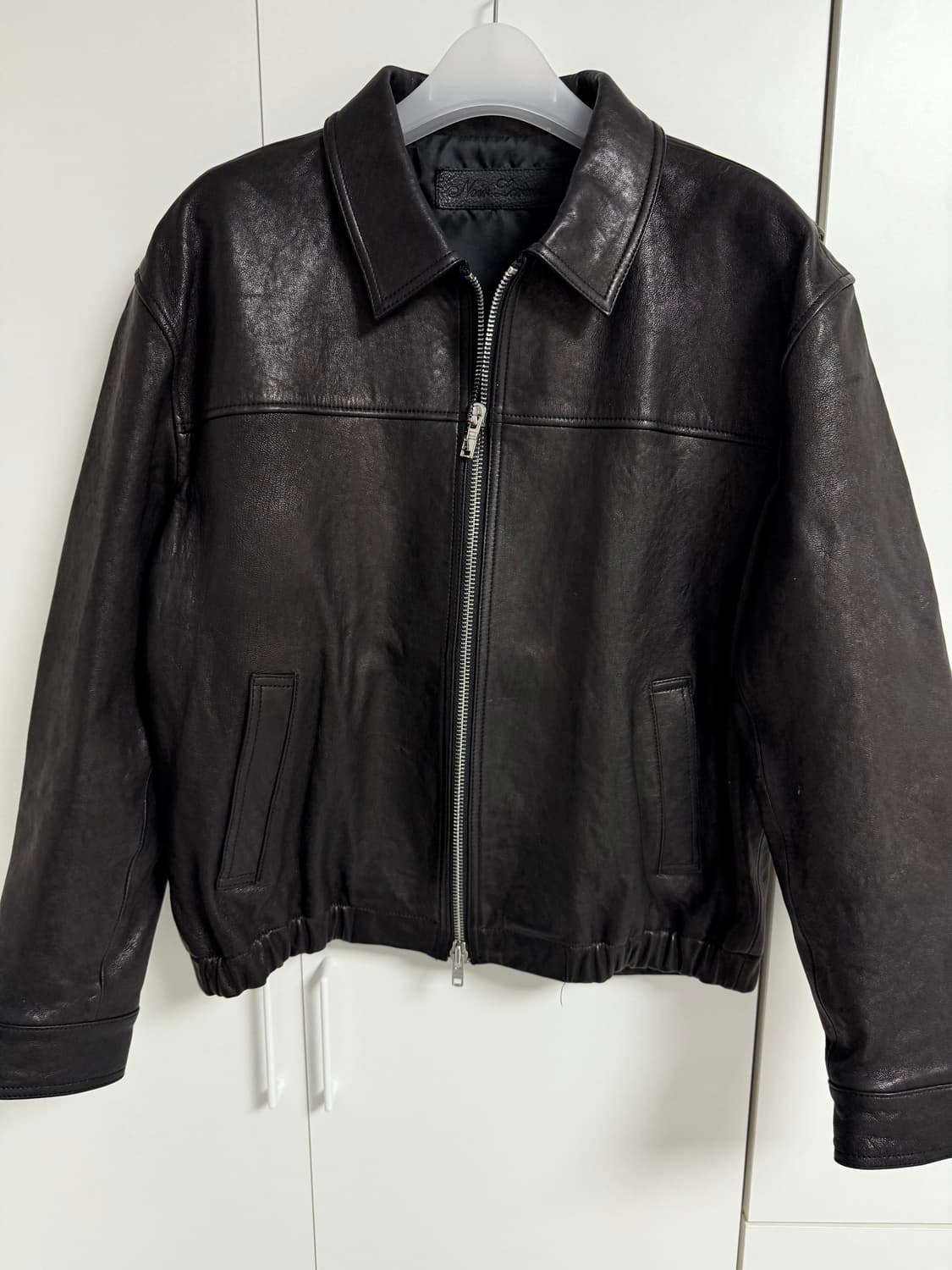 느와르라르메스 세미 오버 블루종 레더 자켓 상품이미지2