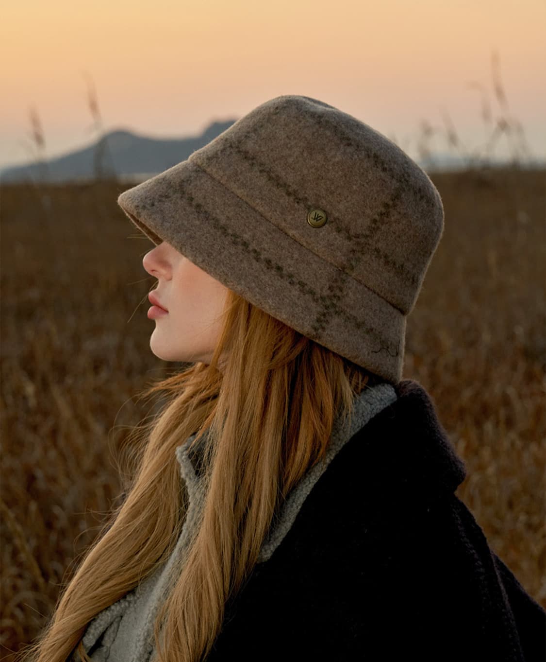 F) 화이트샌즈 울 체크 버킷햇 살루잇 베이지 상품이미지5