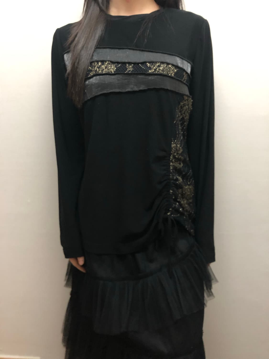 빈티지 블랙 오리엔탈 셔링 탑 상품이미지1