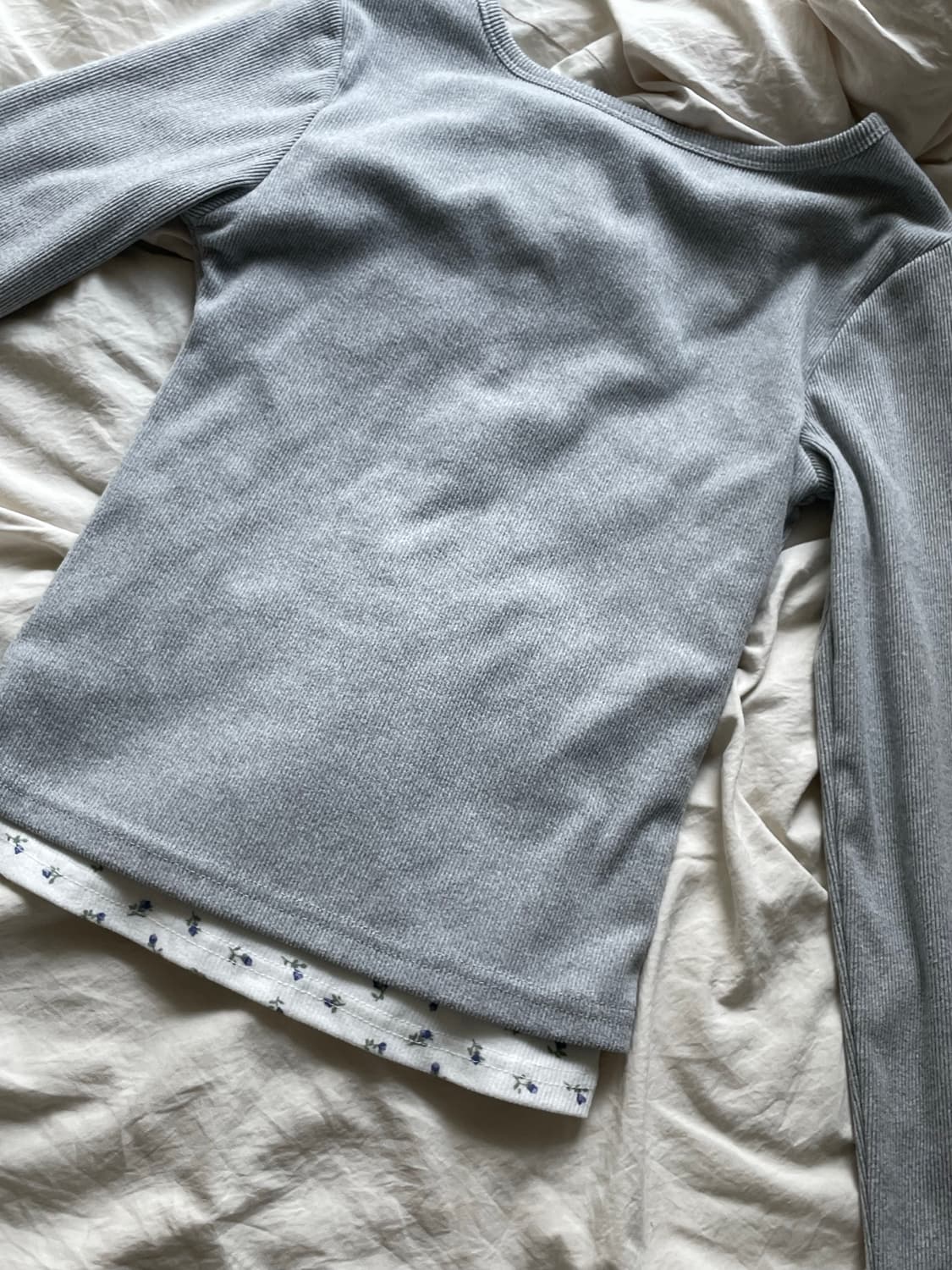 공겜여주 레이스 레이어드 골지 긴팔티 상품이미지3