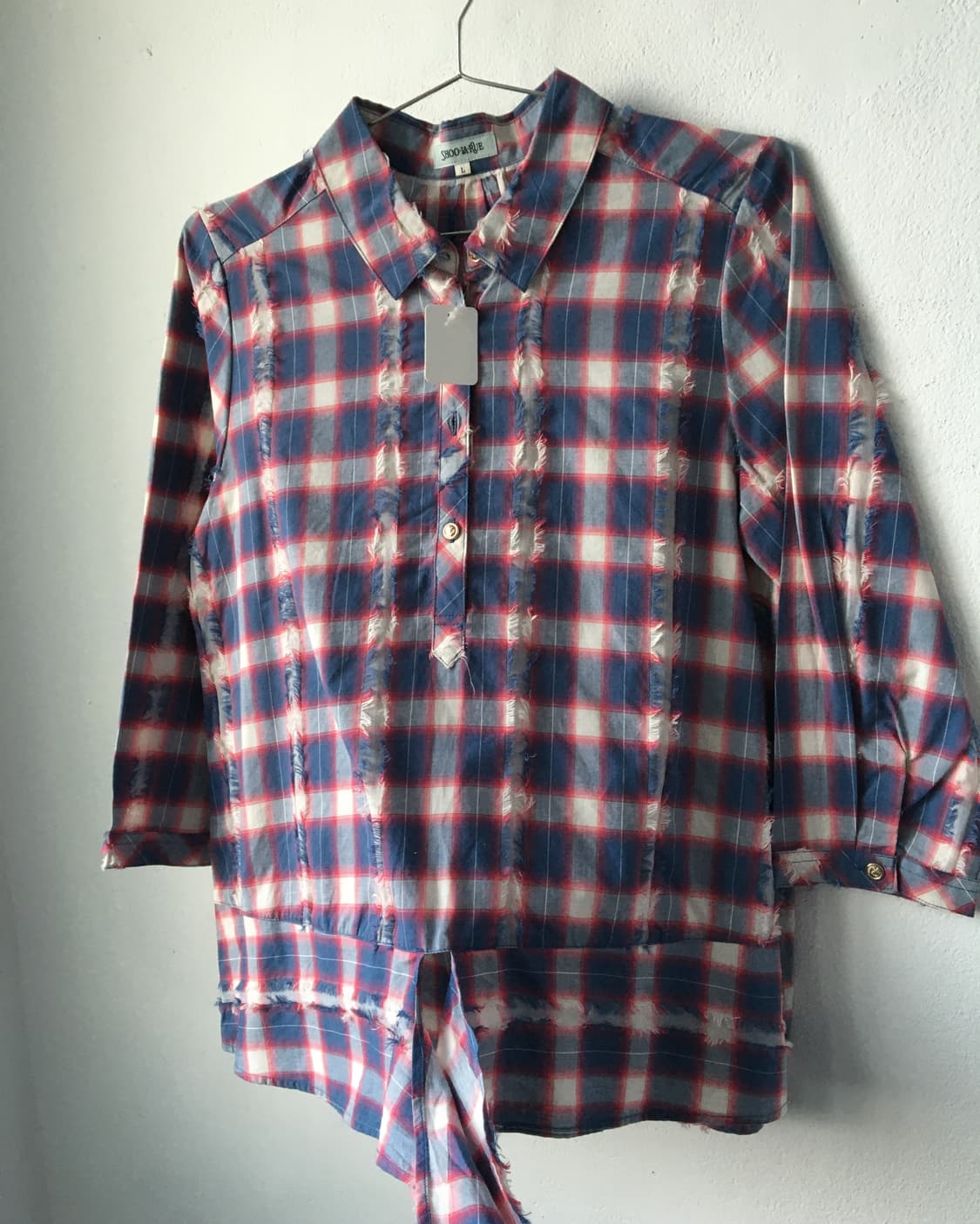 Tied point check pattern top 상품이미지4