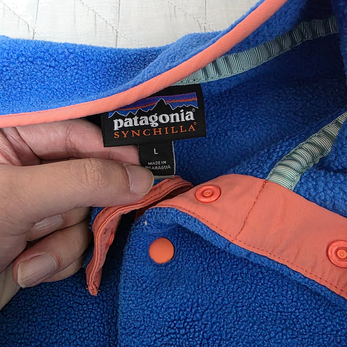 [L] 빈티지 파타고니아 신칠라 플리스 스냅 풀오버 블루/퍼플 상품이미지5
