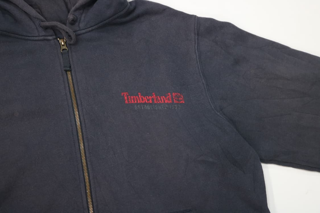 팀버랜드 빈티지 레드 로고 네이비 후드 집업 상품이미지5