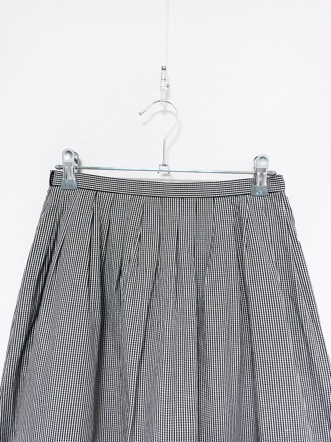 Gingham Midi Skirt - Black 상품이미지5