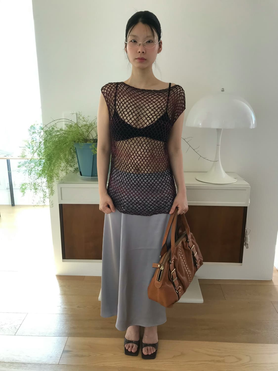 Michael Kore brown buckled leather bag 상품이미지5