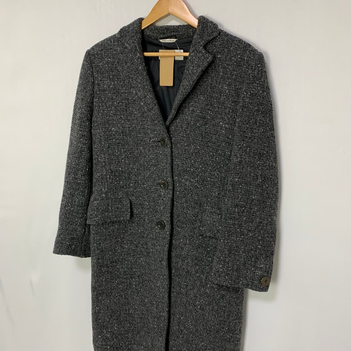 스포트막스 막스마라 빈티지 울 트위드 롱 코트 차콜 상품이미지2
