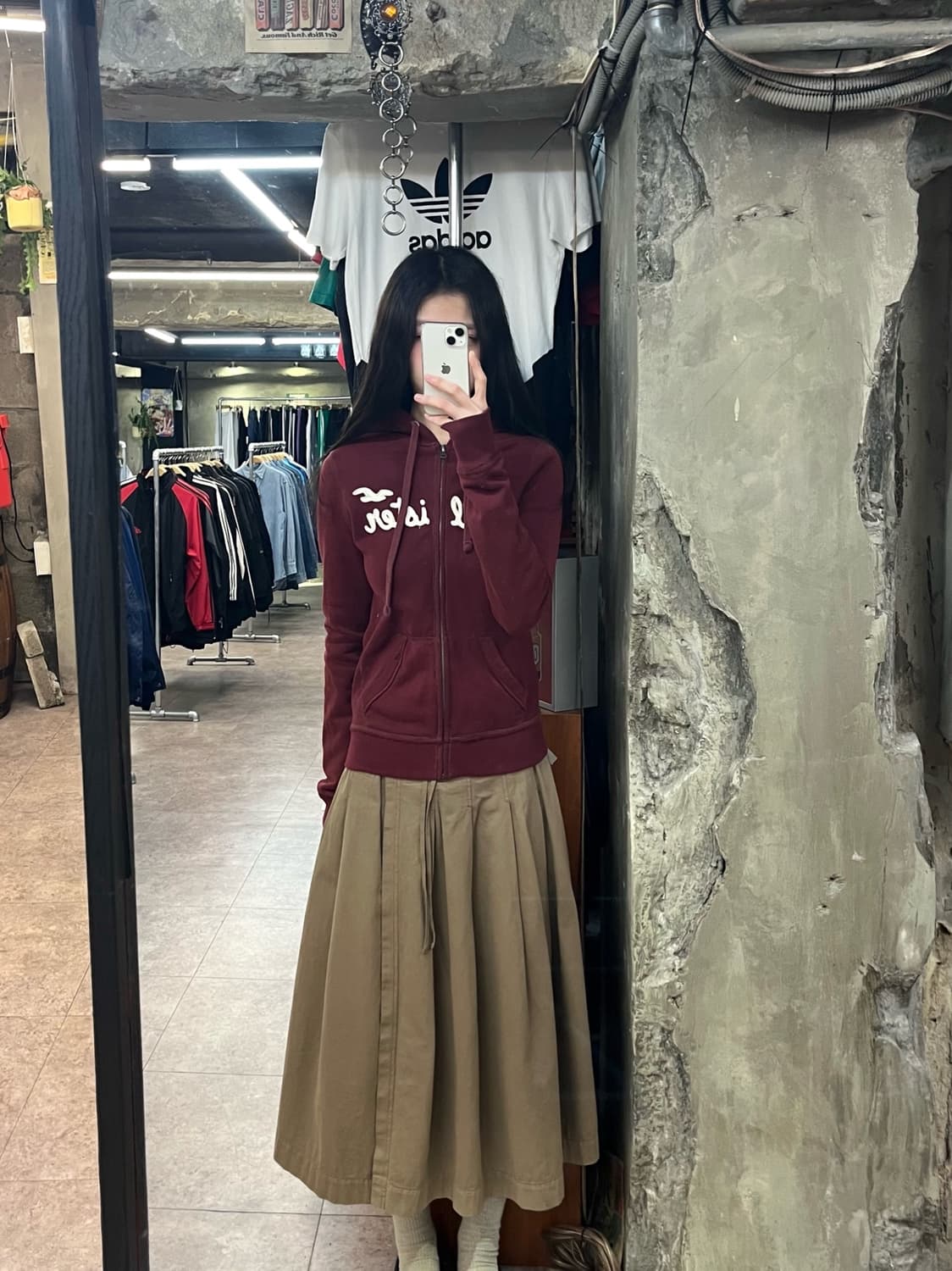 홀리스터 기모 후드집업 버건디 S #csz2734 상품이미지2