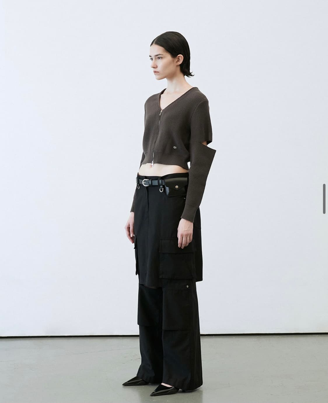 lcdc CUT-OUT SLEEVE CARDIGAN brown 상품이미지1