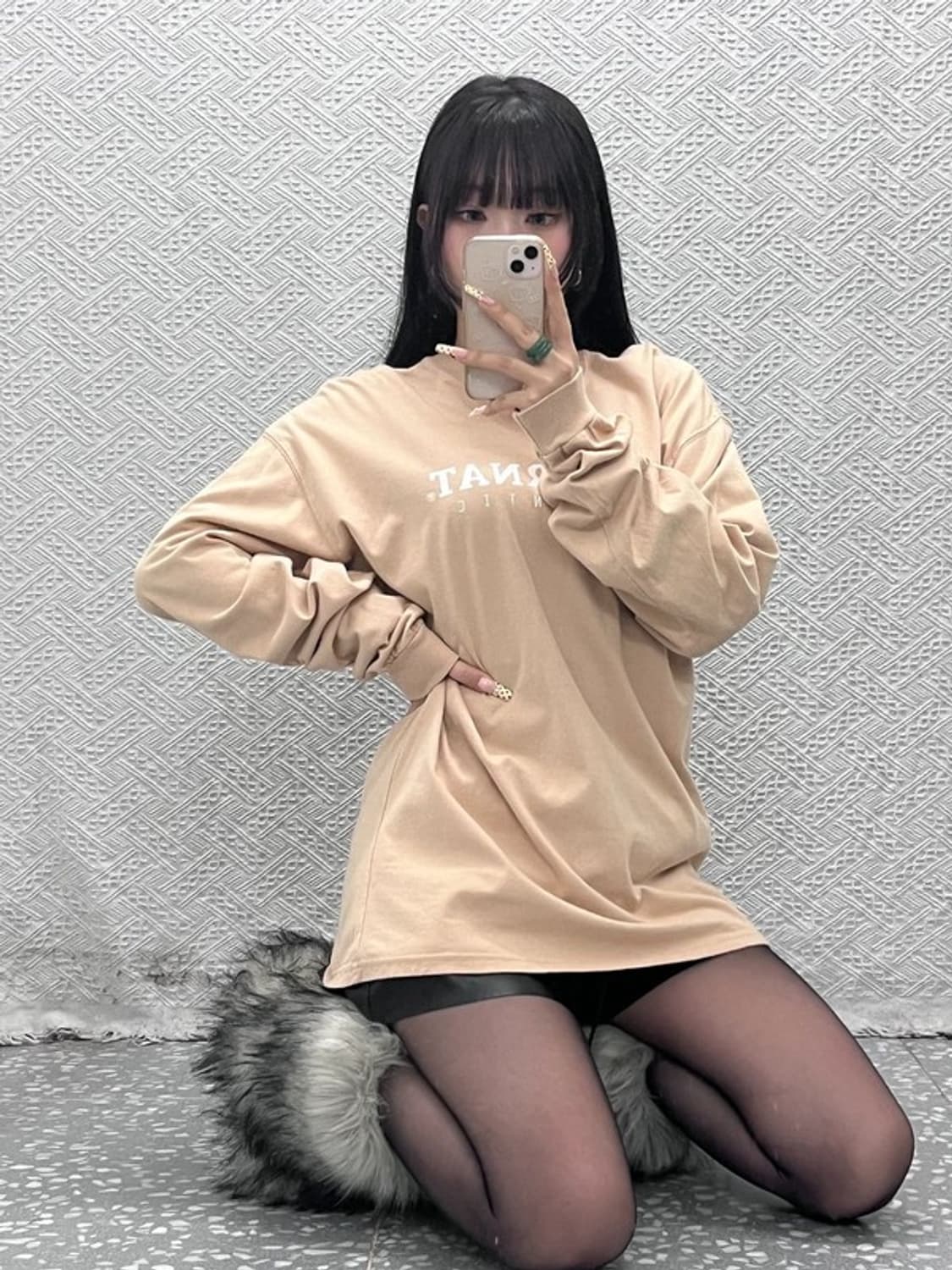 커버낫 캐주얼 빈티지 오버핏 프린팅 롱슬리브 L C09773 상품이미지2