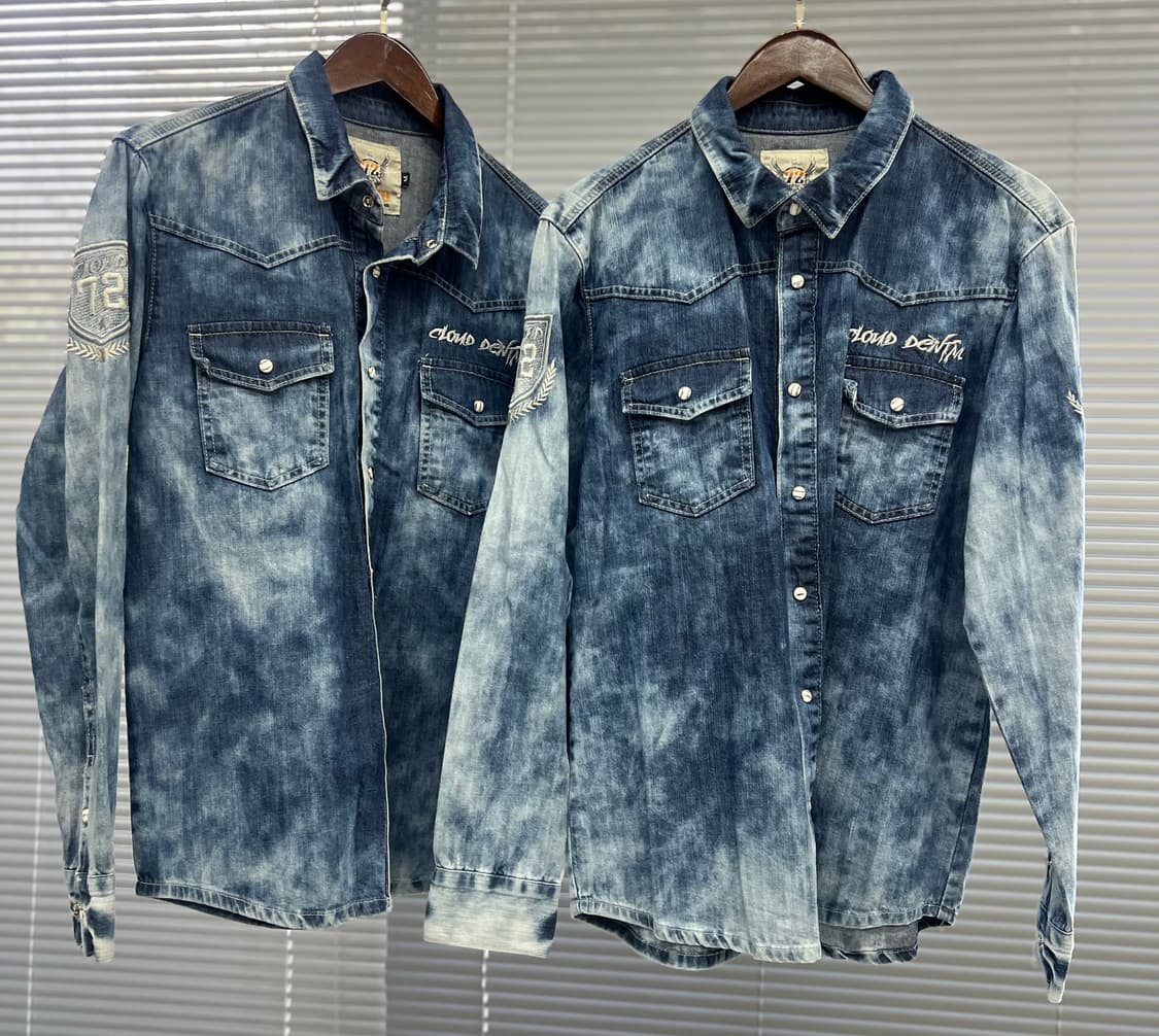 윙 자수 워싱청 남방 상품이미지1