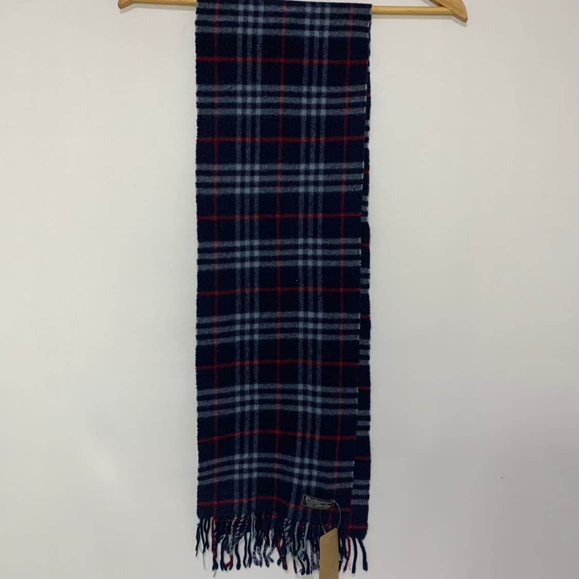 버버리 체크 머플러 네이비 100% 램스울 태슬 목도리 상품이미지2