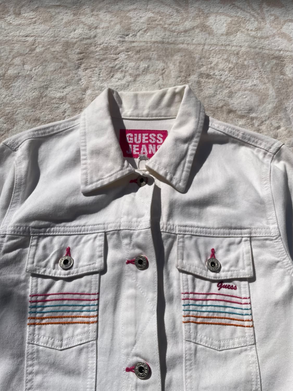 게스 히피 y2k 화이트 트러커자켓 상품이미지2