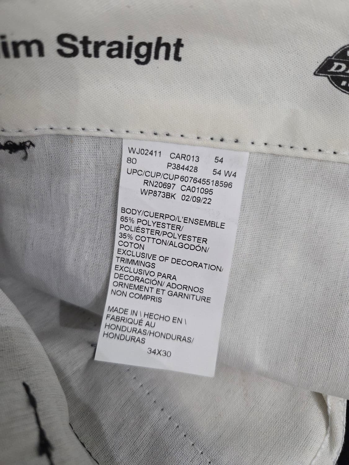 디키즈 873 슬림 스트레이트 워크 팬츠 블랙 상품이미지7