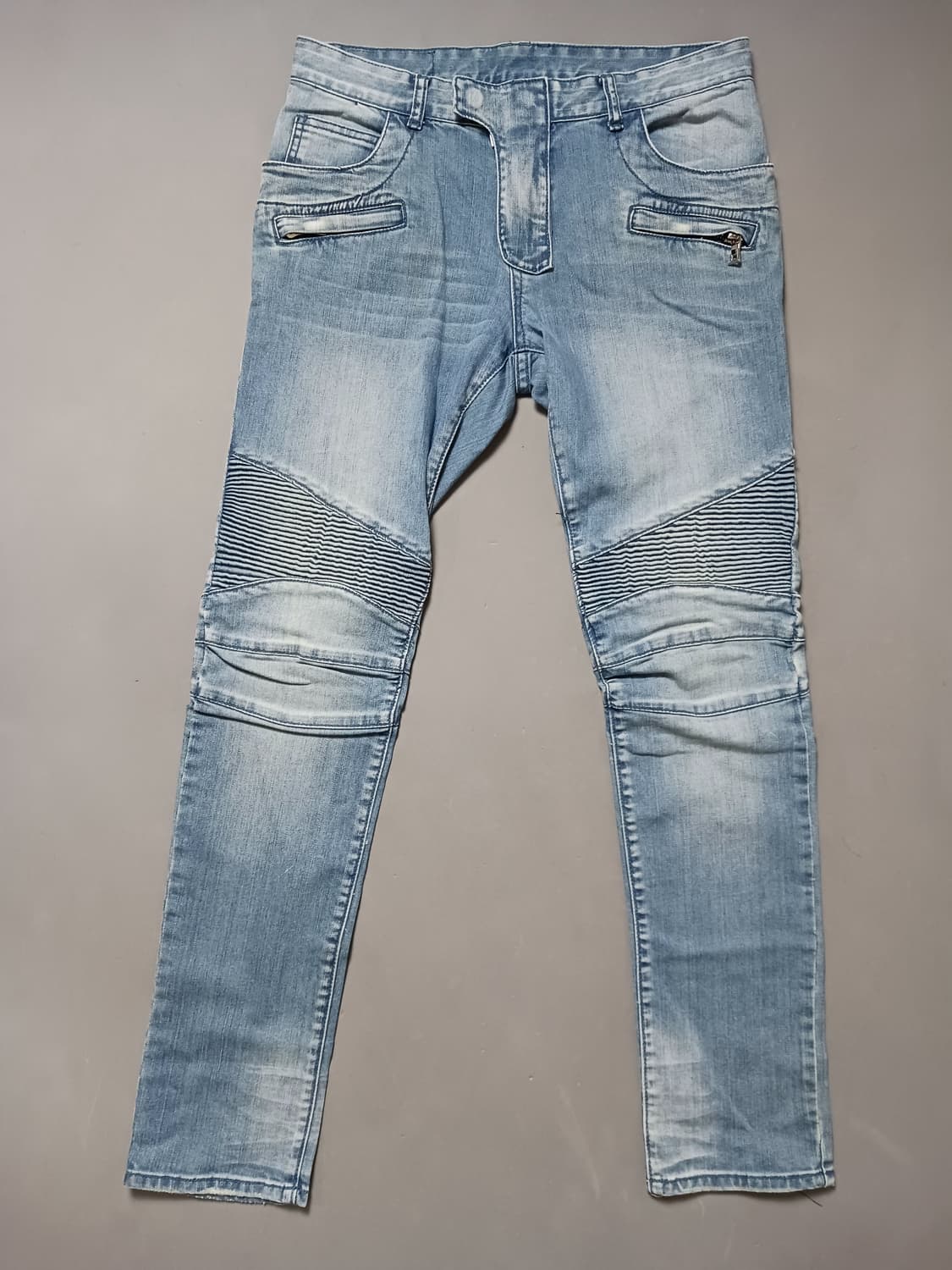 [32] 발망 연청워싱 슬림 바이커진 청바지 상품이미지1