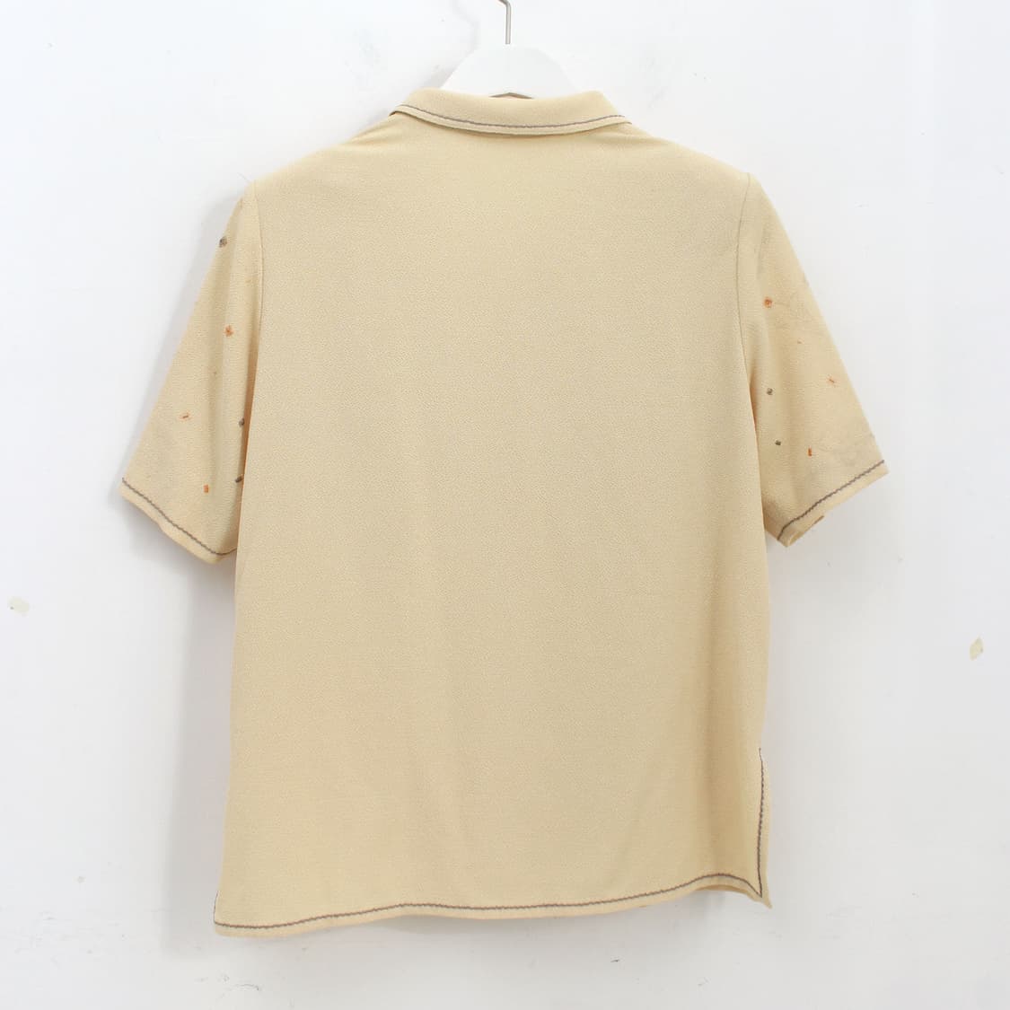 일본빈티지 옐로우 스티치 자수 반팔 블라우스 상품이미지5