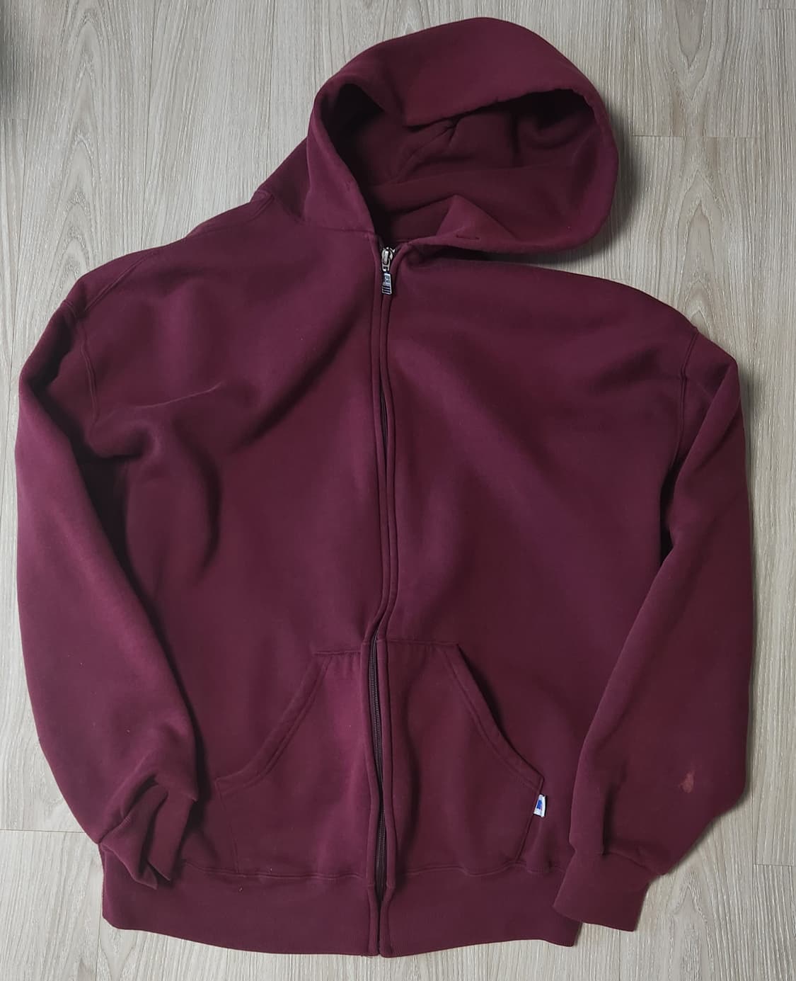 90s Russell Hoodie zip up Burgundy 상품이미지2