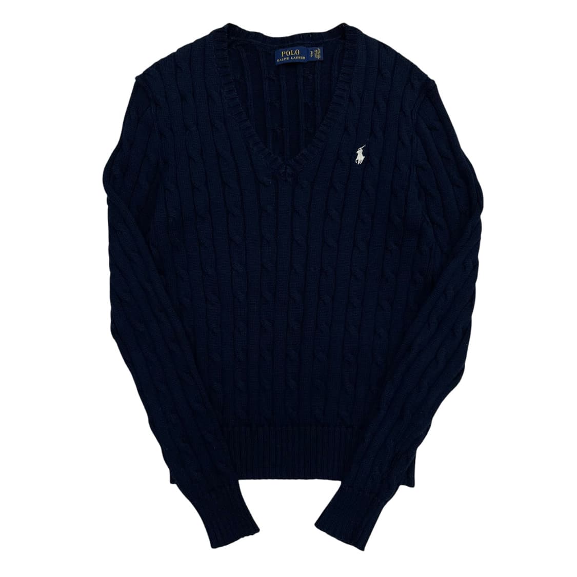 폴로 랄프로렌 화이트포니 네이비 꽈배기 브이니트 S 상품이미지2