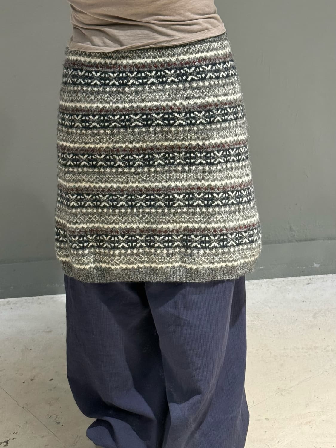 winter pattern knit midi skirt 상품이미지4