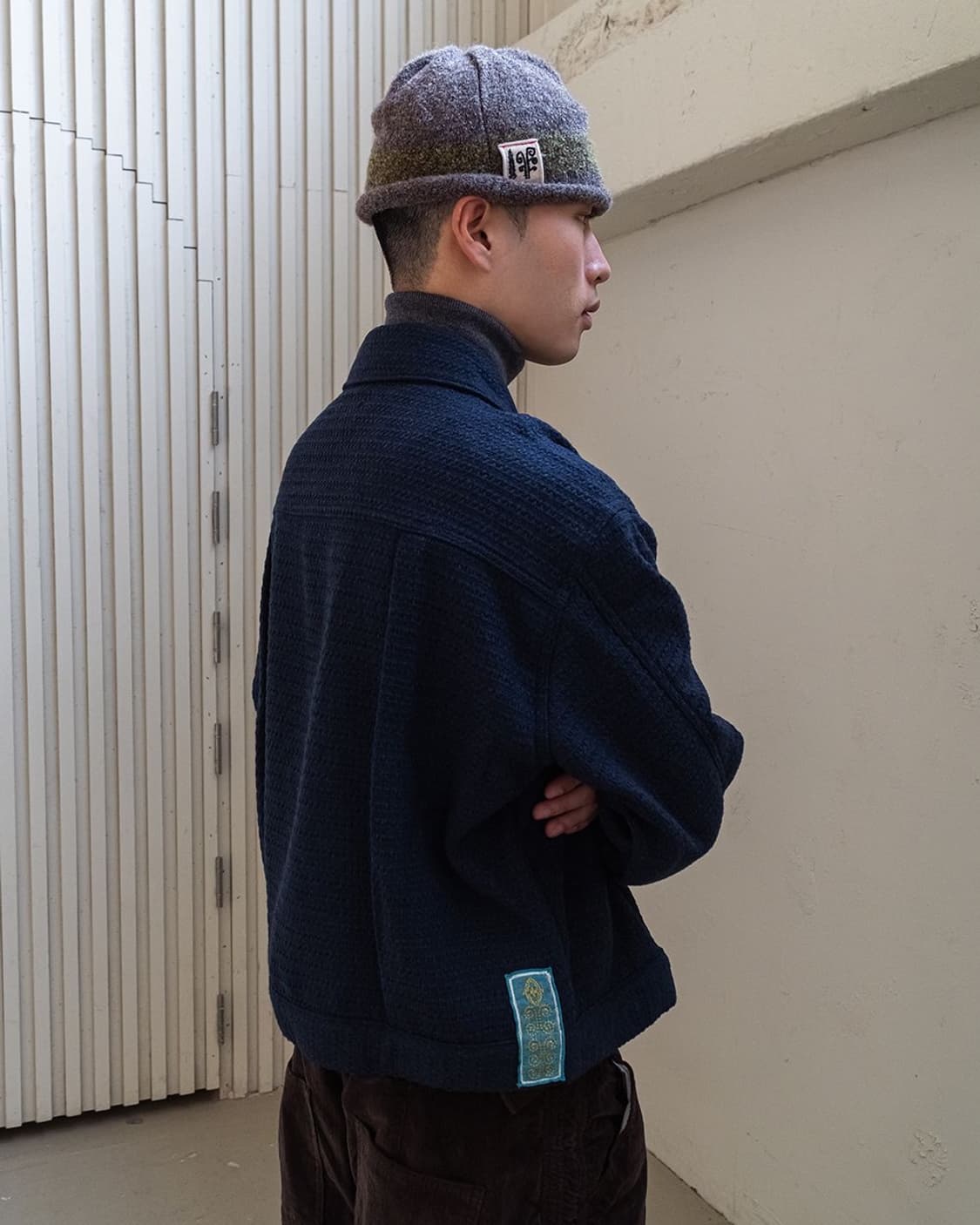 카락터 Weave trucker jacket / Navy 상품이미지2