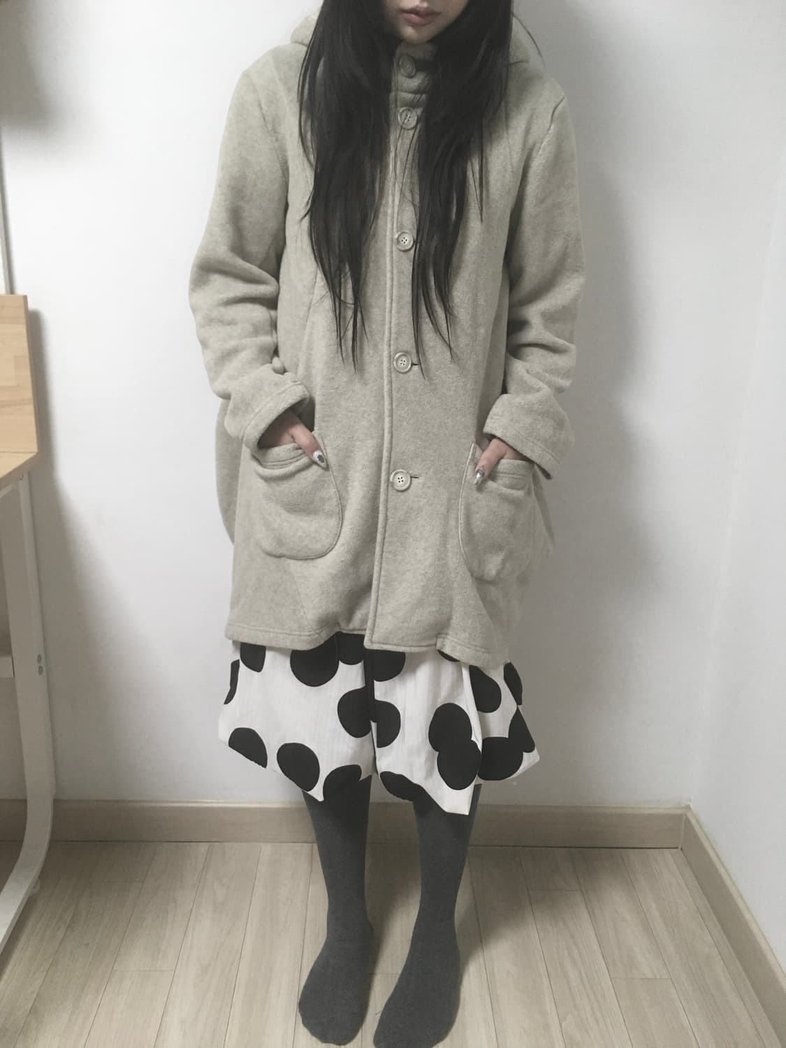 Gomme 고무 드레이프 후드 코트 상품이미지2