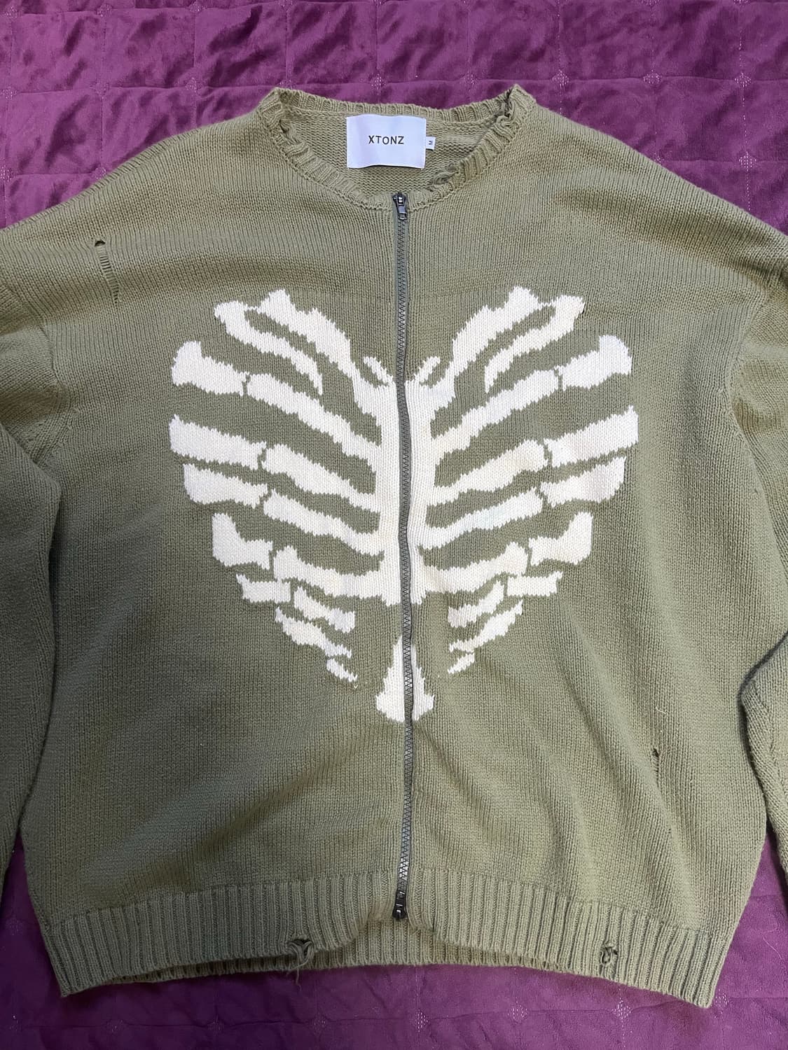 엑스톤즈 XTK037 보운 니트 집업 (KHAKI) 상품이미지2