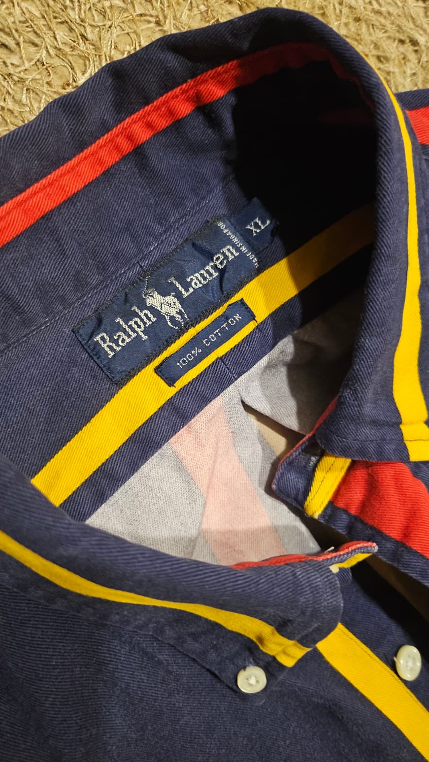 (XL-100)90's 폴로 랄프로렌 쉴드 패치 스트라이프 셔츠 상품이미지7