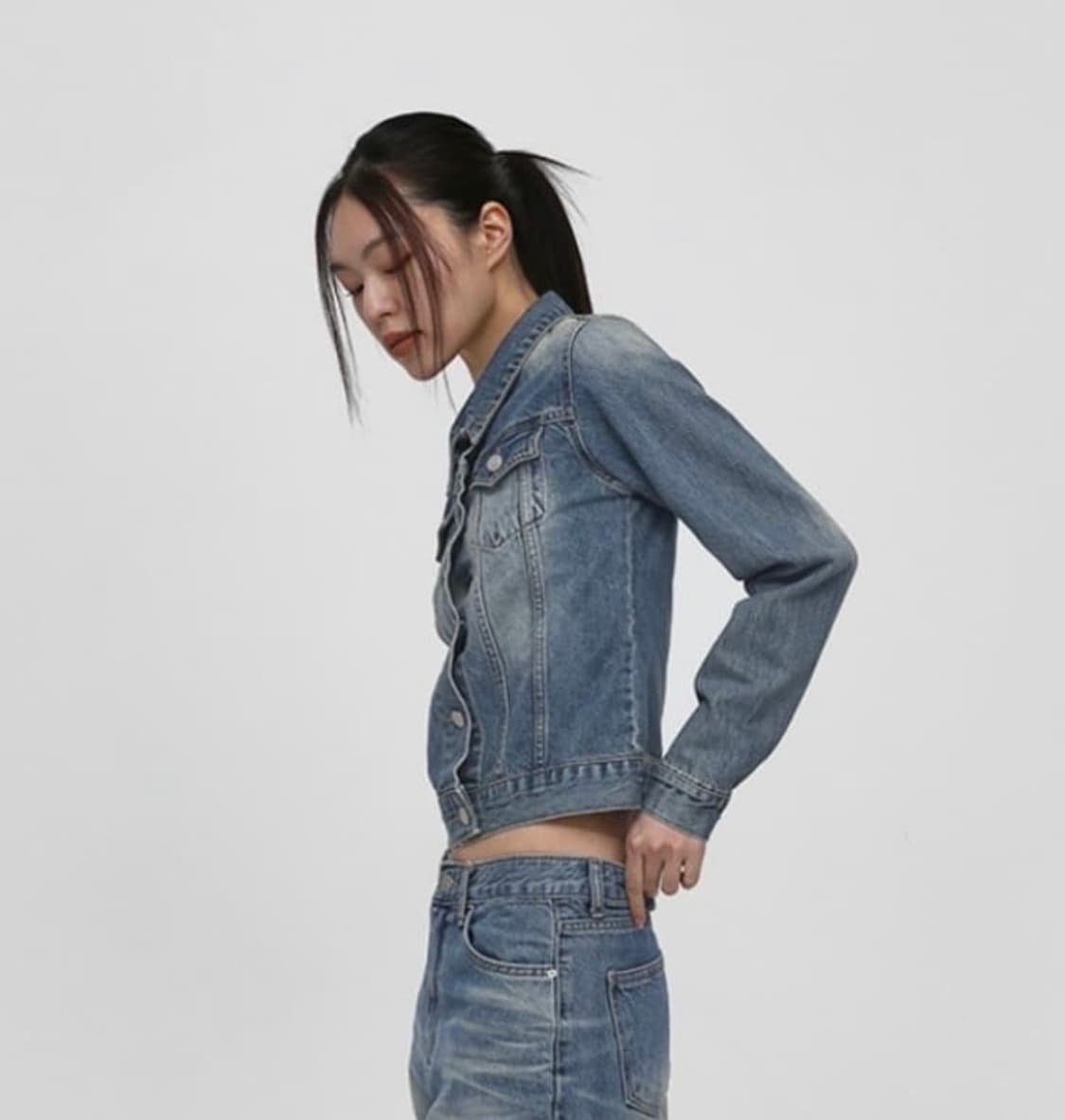 블랙업 스위텐 워싱 데님 자켓 M 청 상품이미지3