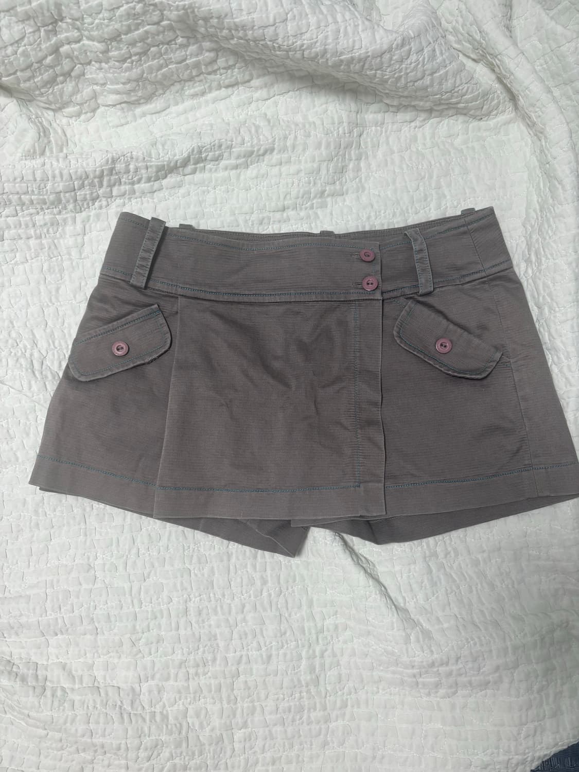빈티지 차콜 블루 스티치 스커트 팬츠 상품이미지1
