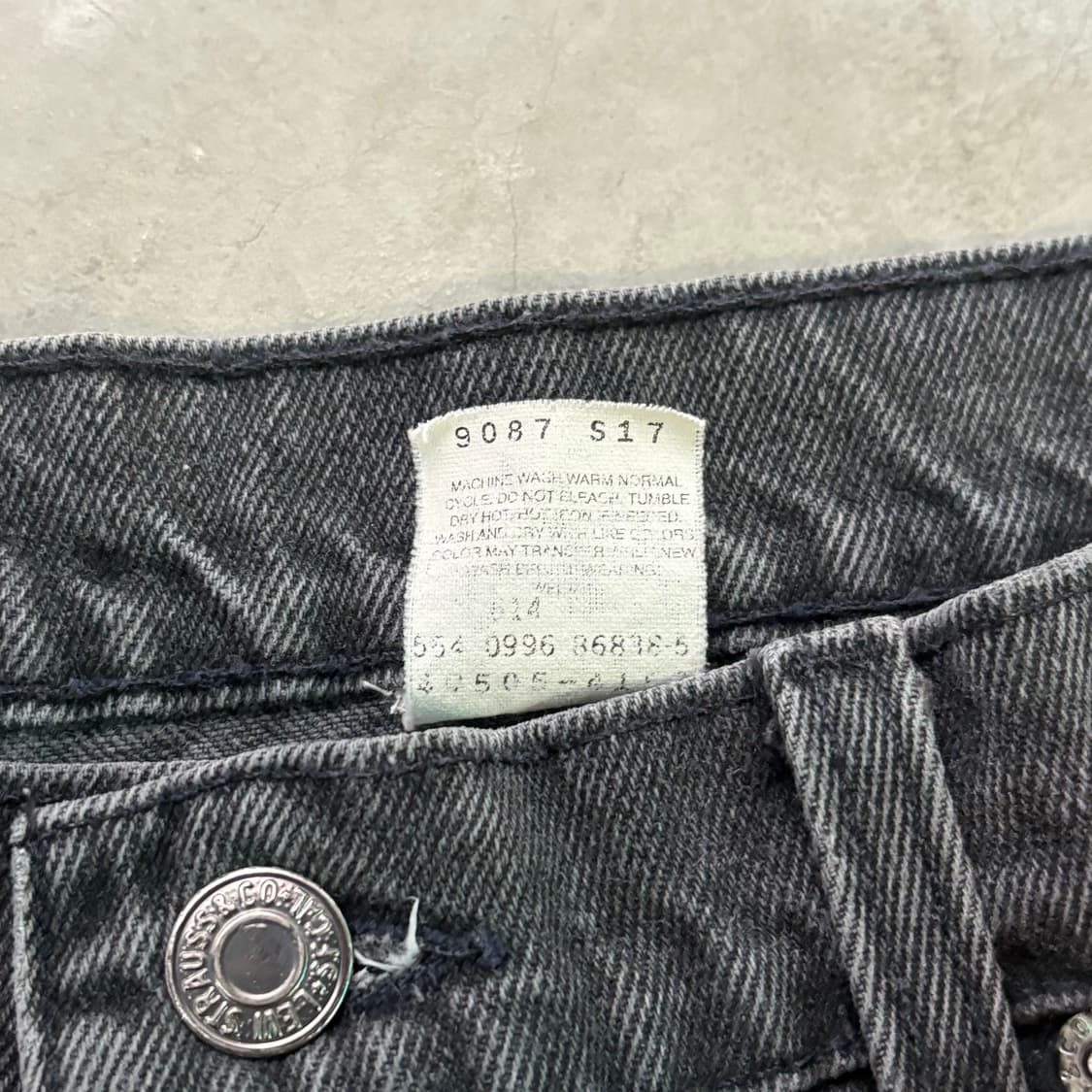 [36/32] 90s USA🇺🇸 리바이스 505 오렌지 탭 블랙 흑청 상품이미지4