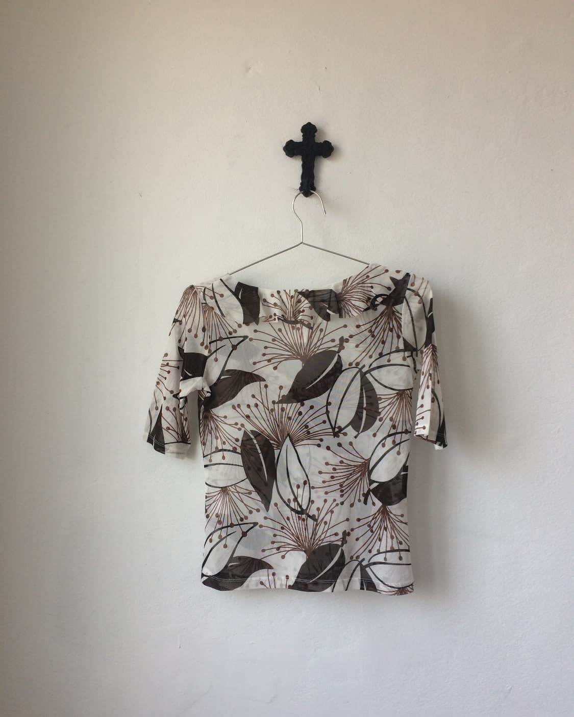 Pattern frill mesh top 상품이미지3