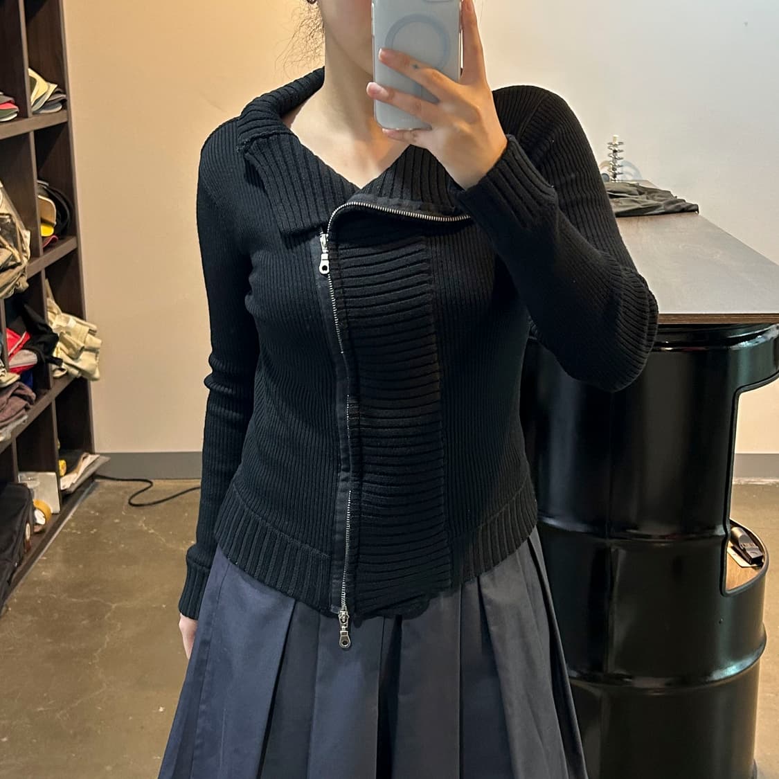 블랙 지퍼 가디건 상품이미지2