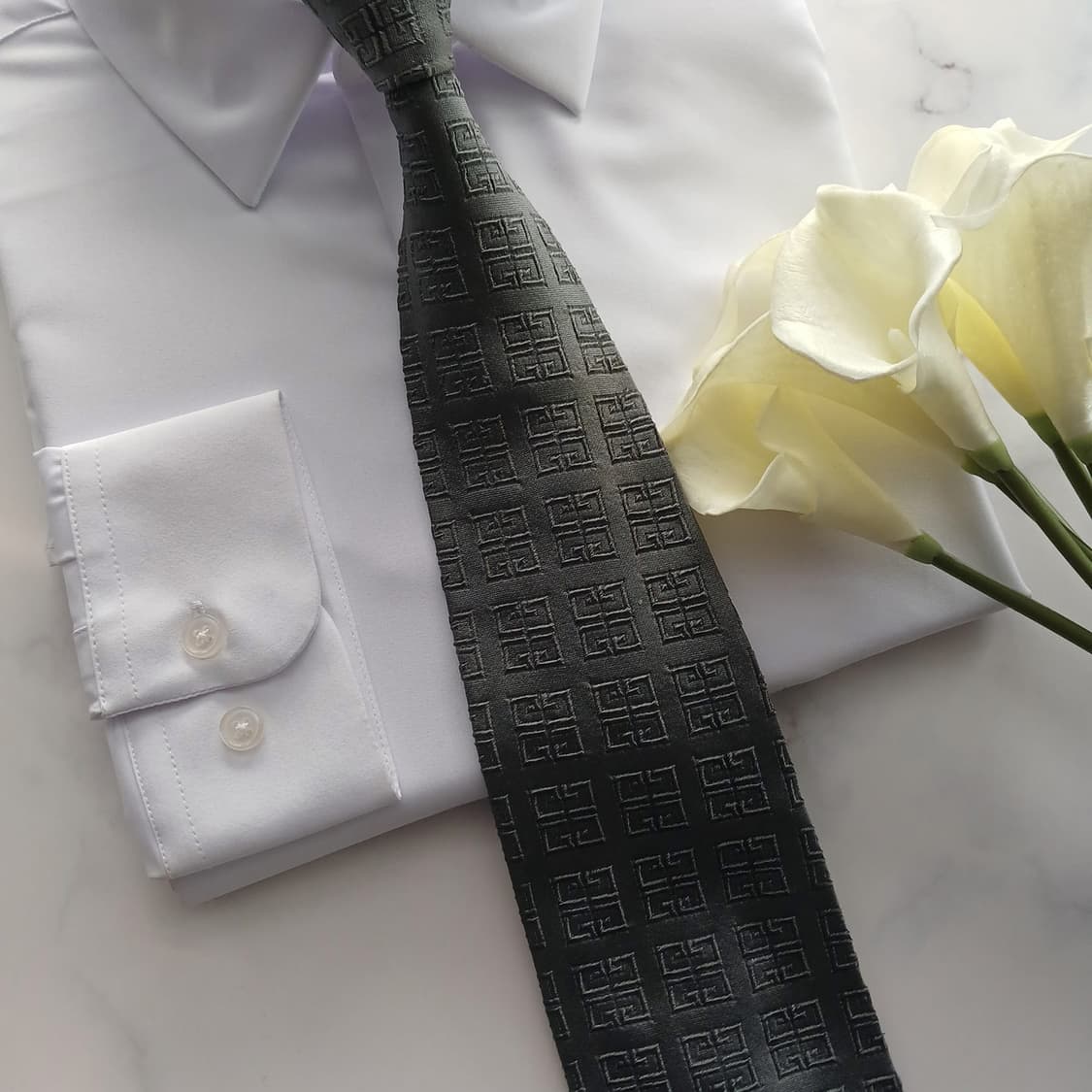 지방시 실크 그레이 로고 자카드 넥타이 9.6cm B등급 A18689
 상품이미지5