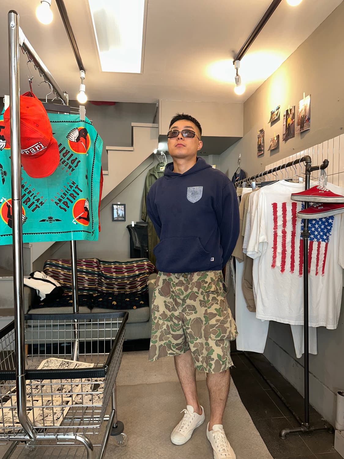90’s Russell Athletic navy hoodsweat 상품이미지2