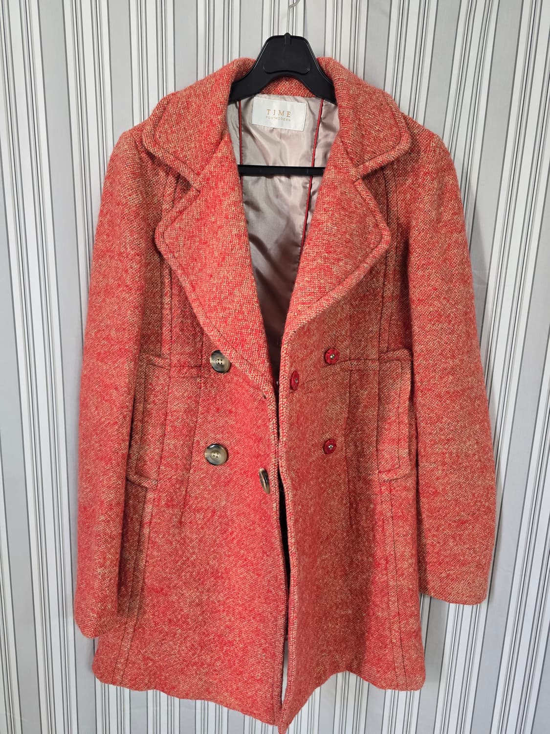 (82-90-160) 타임 여성 모혼방 트위드 더블버튼코트 상품이미지3