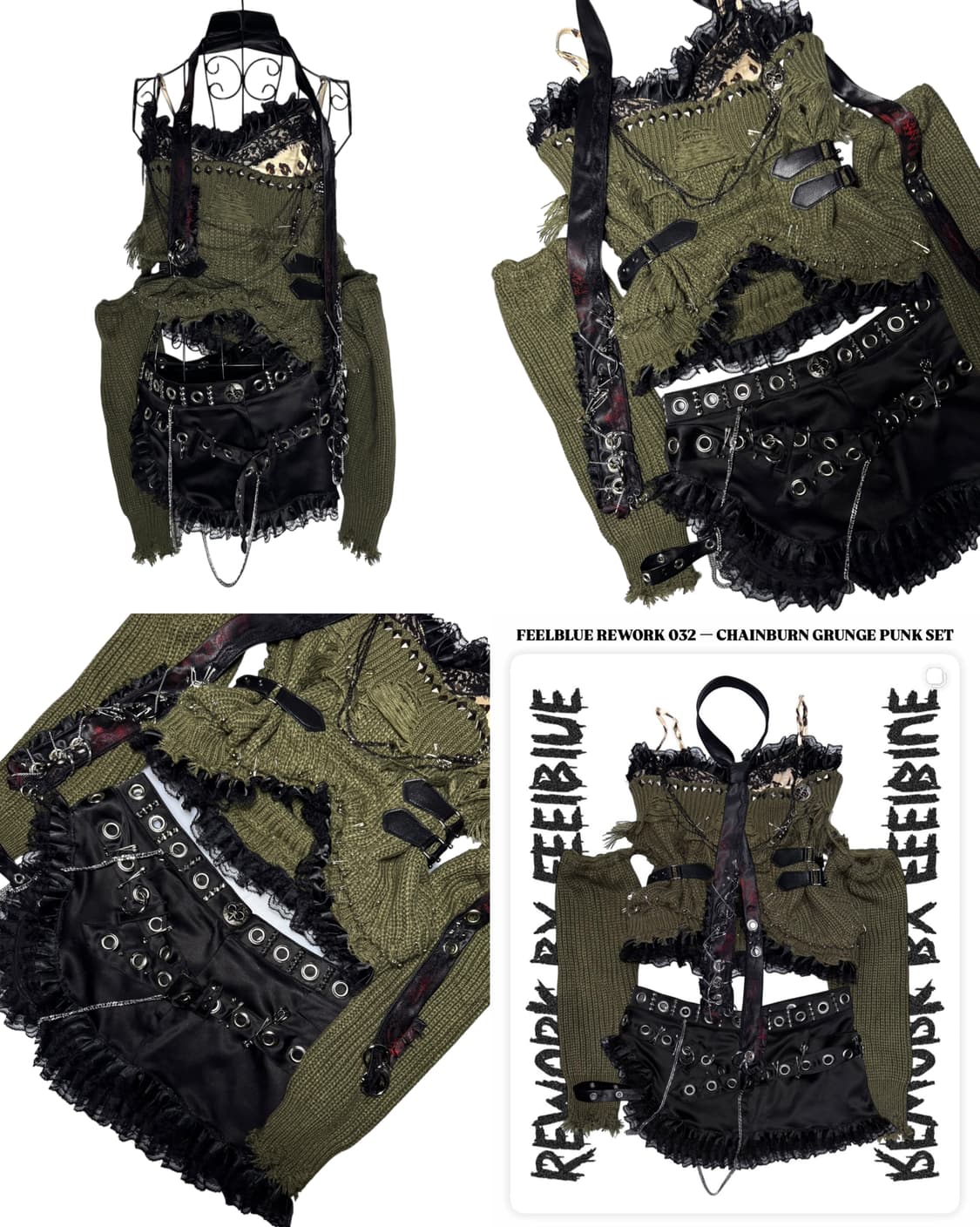 REWORK 032 Black Punk Laced Skirt 상품이미지9