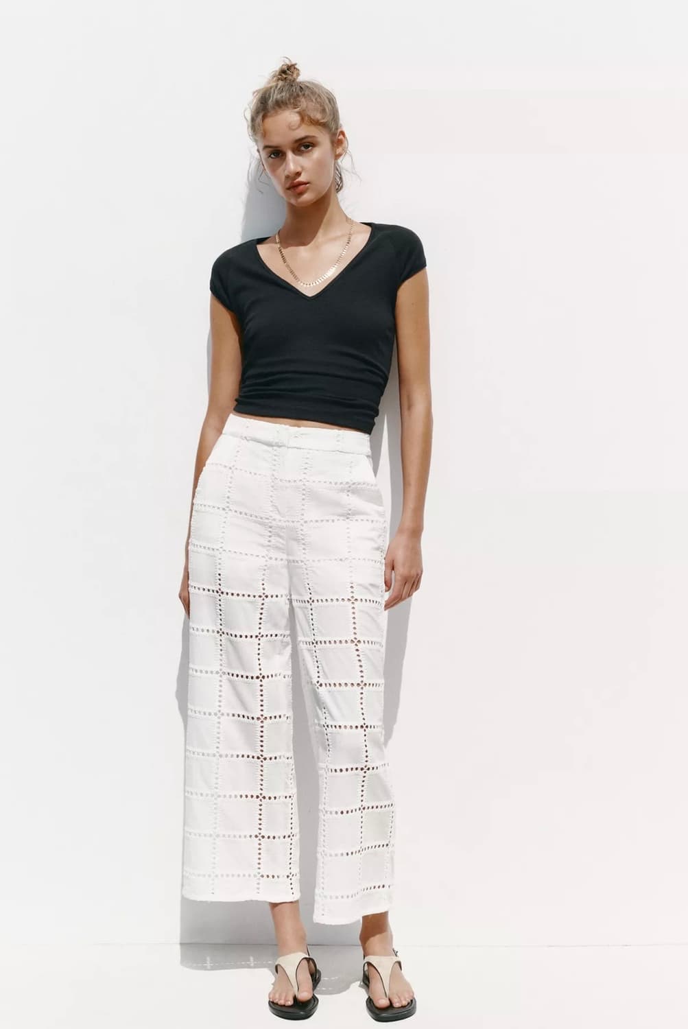 ZARA 자라 립 브이넥 티셔츠, 자라 슬림핏 브이넥 반팔 티셔츠 상품이미지2