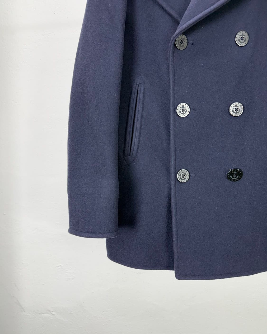 폴로 랄프로렌 네이비 울 블랜드 더블 브레스티드 숏 코트 상품이미지4