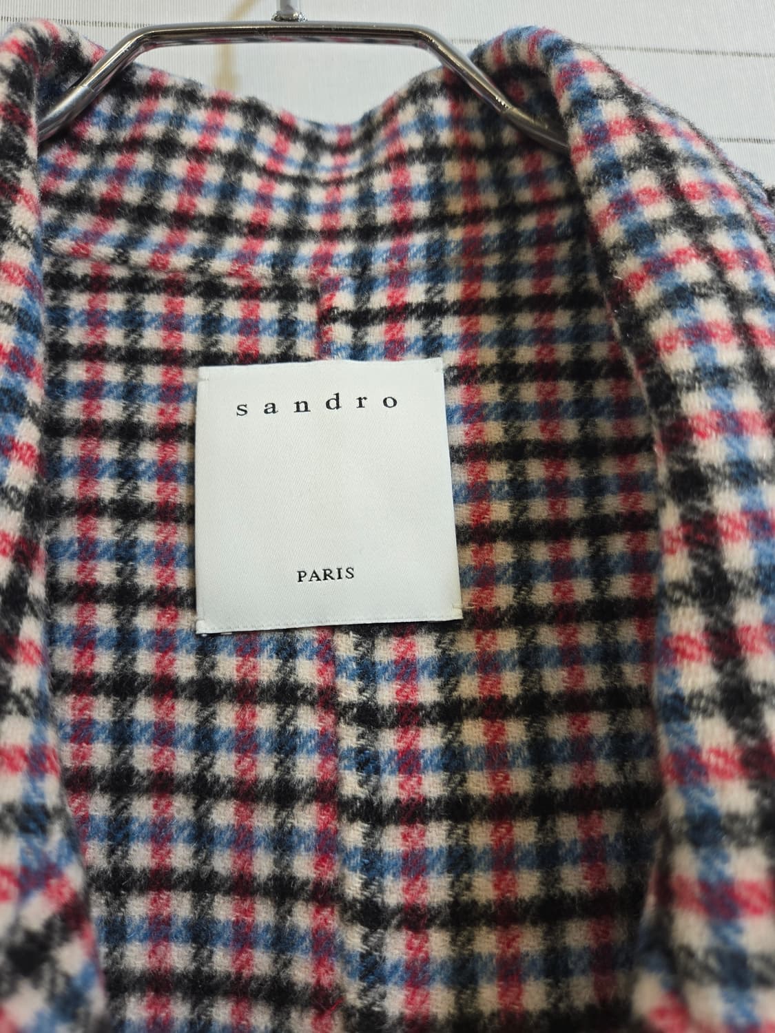 산드로 체크 롱 코트 상품이미지2