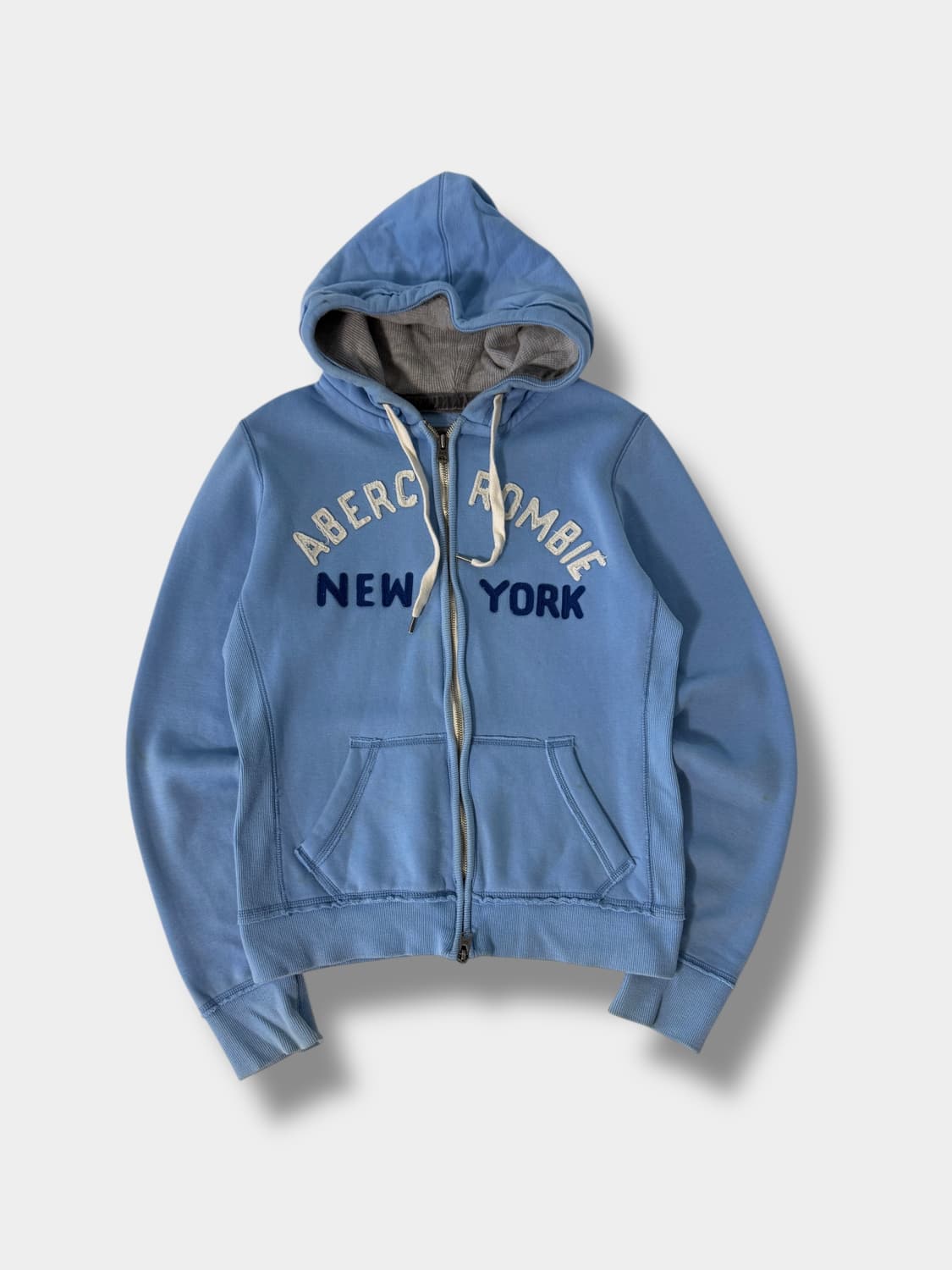 아베크롬비 루즈핏 00's 스카이블루 스웻 그런지 패치 후드집업 상품이미지1