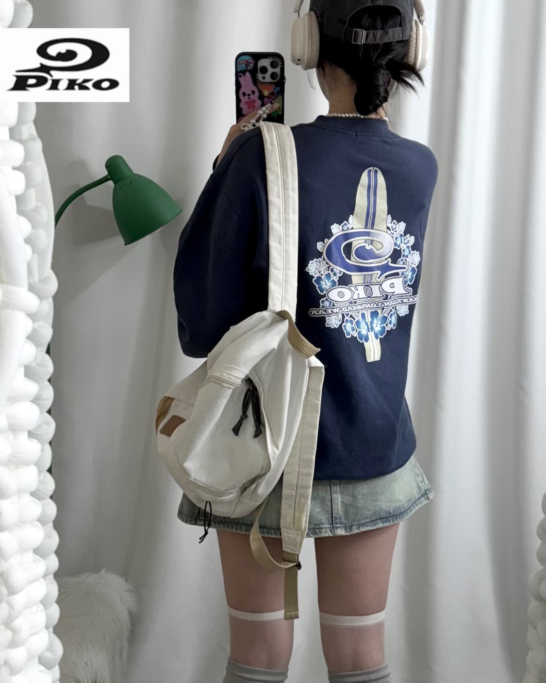 피코 네이비 오버핏 프린팅 맨투맨  상품이미지1