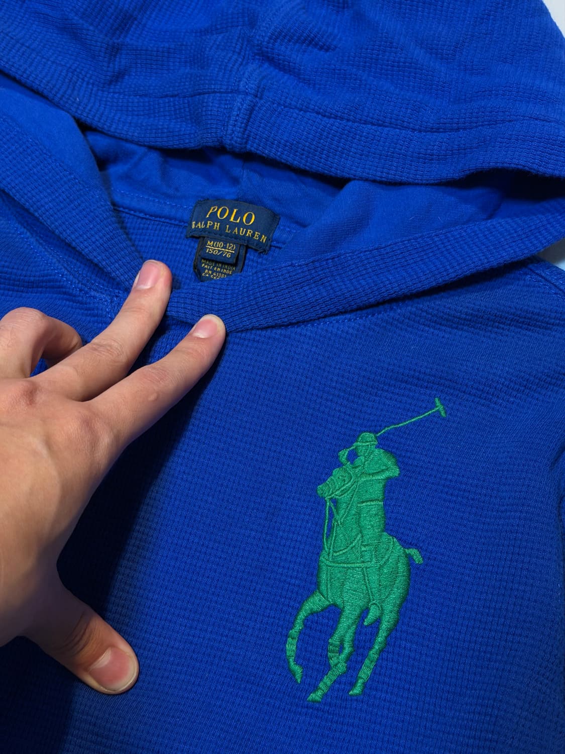 폴로 랄프로렌 빅포니 와플 써멀 후드티 블루 상품이미지2