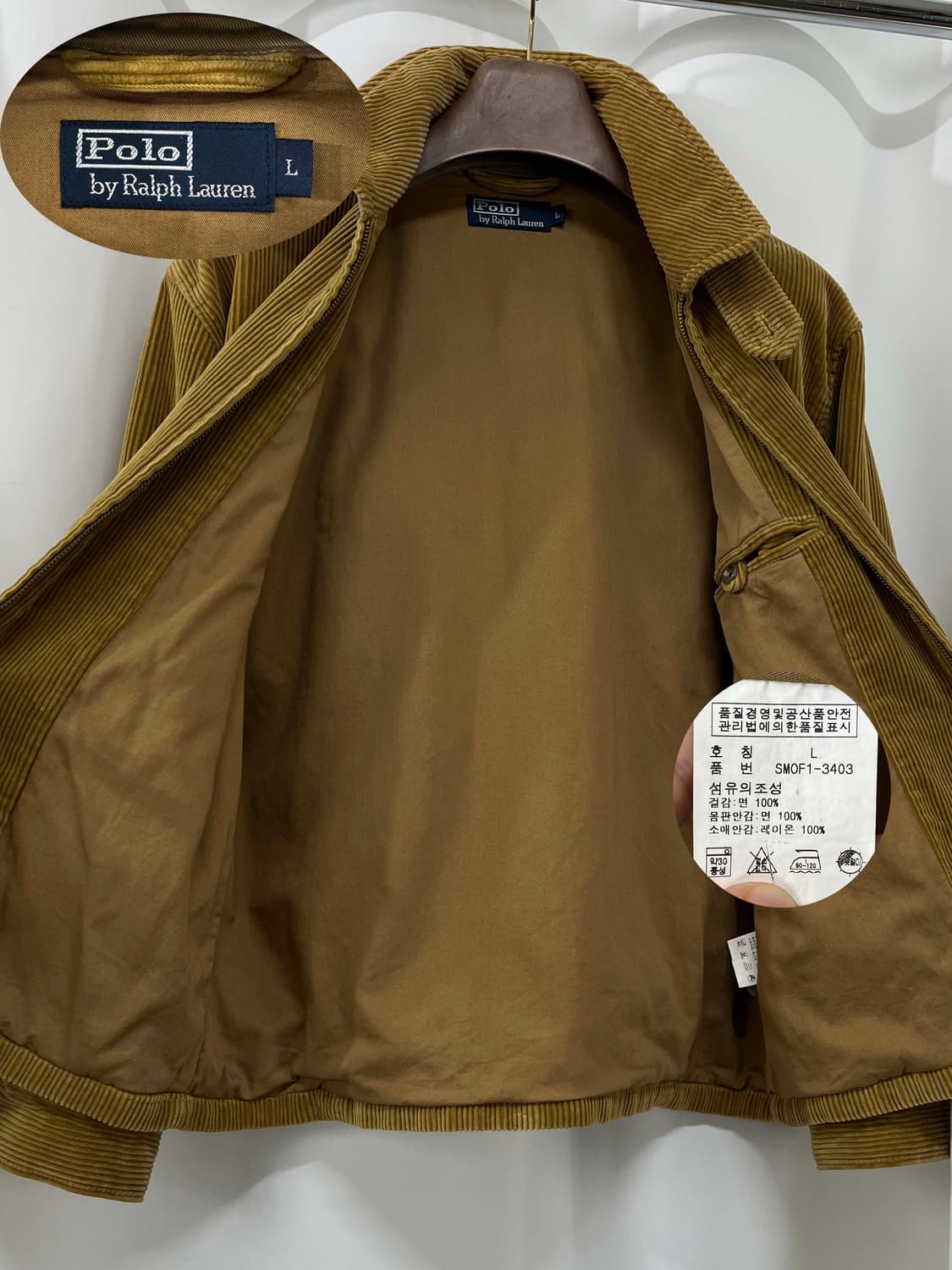 폴로 랄프로렌 브라운 코듀로이 해링턴 자켓 상품이미지3