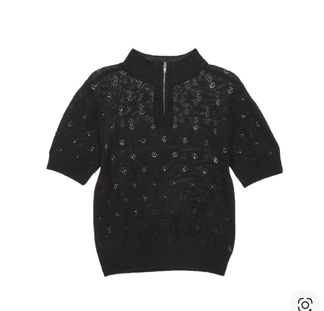 (새상품) 마뗑킴 크로쉐 하프 집업 니트탑 블랙/아이보리 상품이미지2