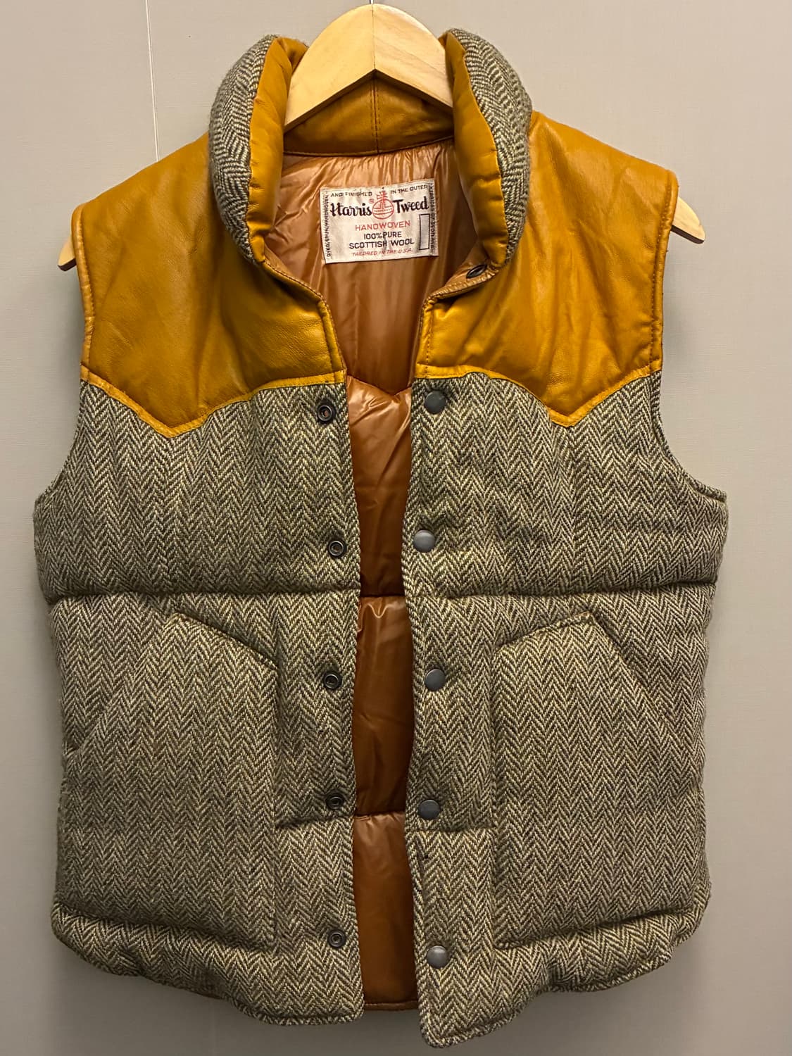 (S~M)USA 해리스트위드 x Cote mer 울 레더 다운 베스트 상품이미지9