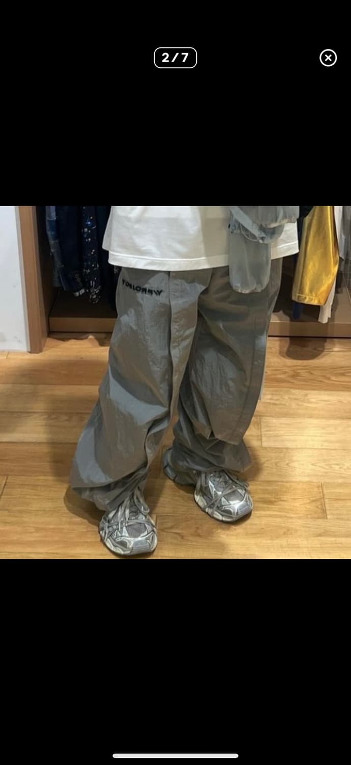 [L] 와이프로젝트 바나나 파라슈트 팬츠 실버 상품이미지1