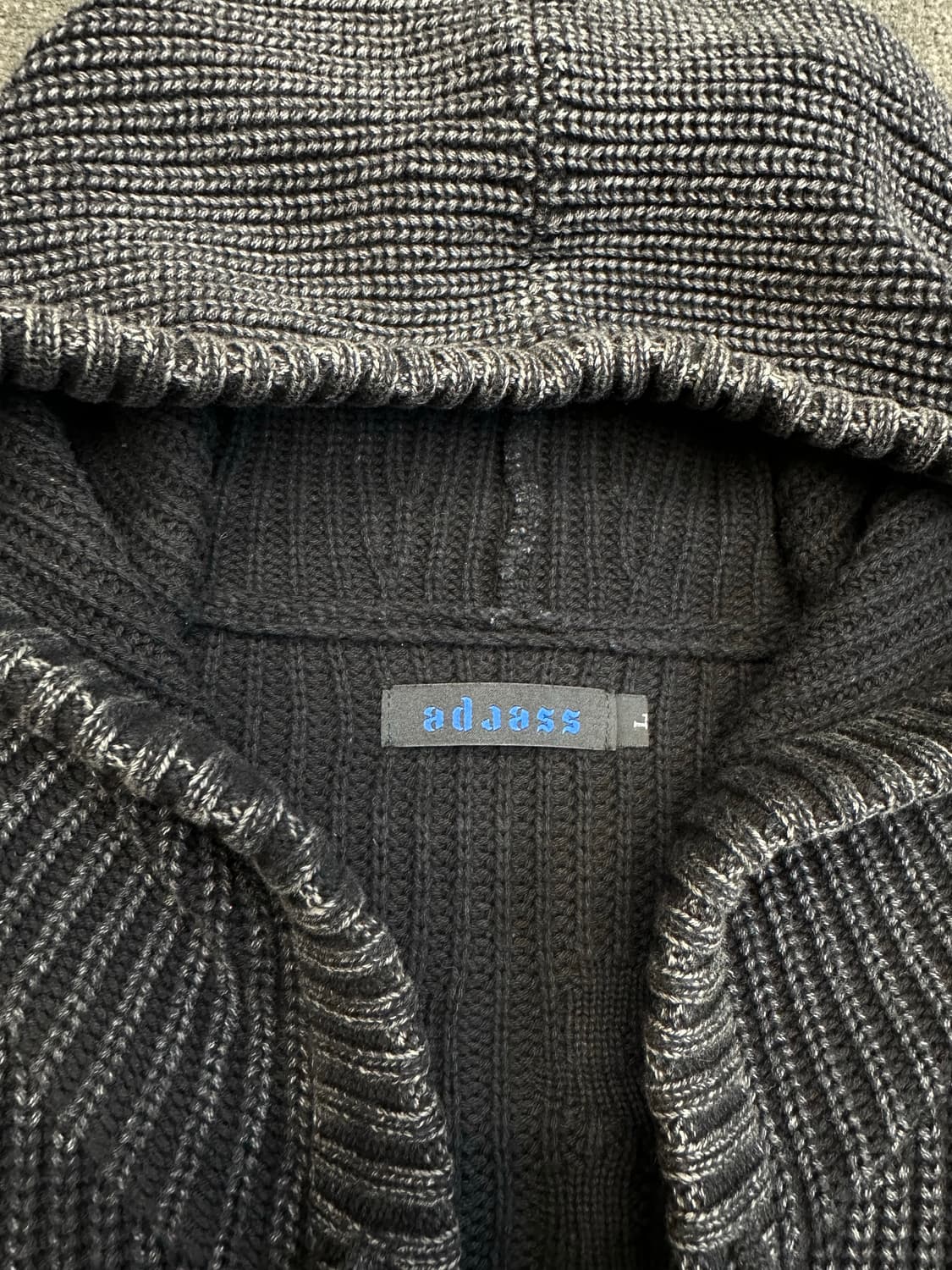 adaess 블랙 니트 집업 후드 L (오버핏) 상품이미지6