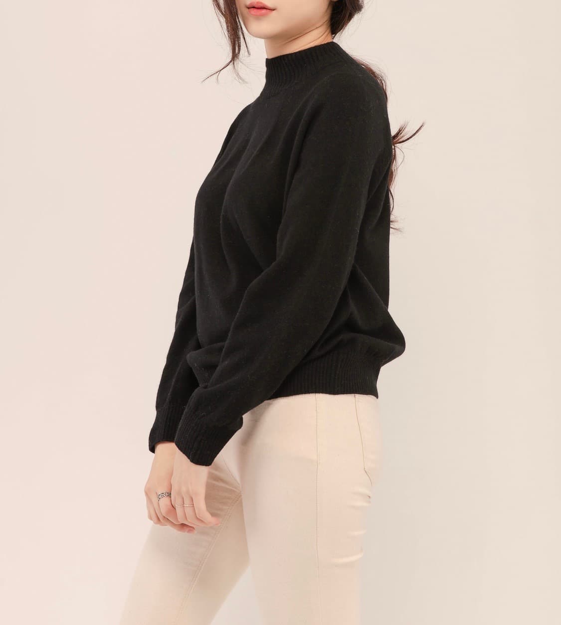 메리노 울캐시 홀가먼트 반목니트 블랙 (M)새상품 상품이미지5