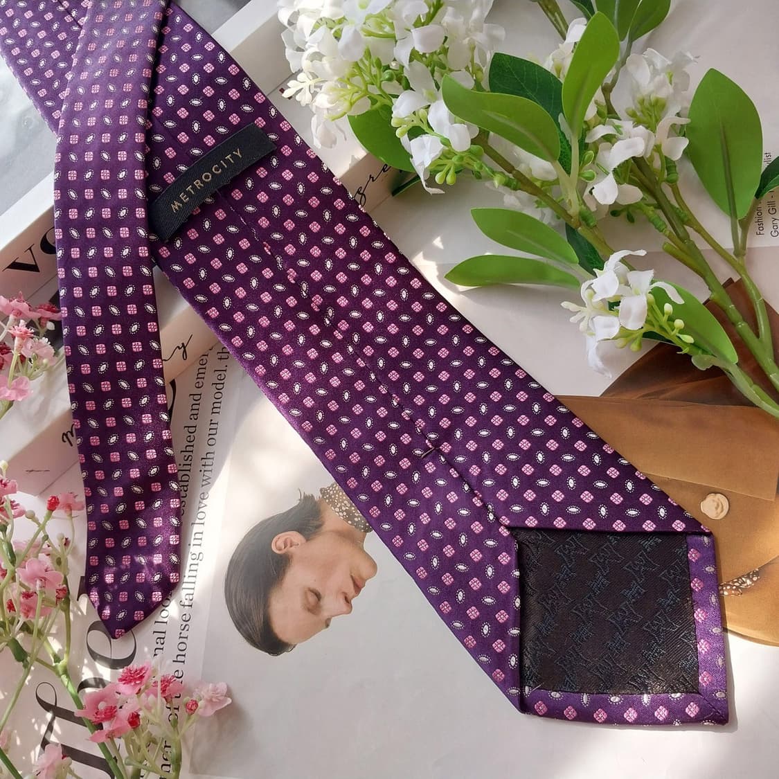 메트로시티 실크 퍼플 패턴 넥타이 8.6cm A+등급 K2366 상품이미지5