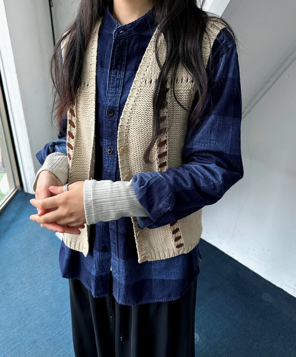 Natural brushed cotton design check shir 상품이미지3