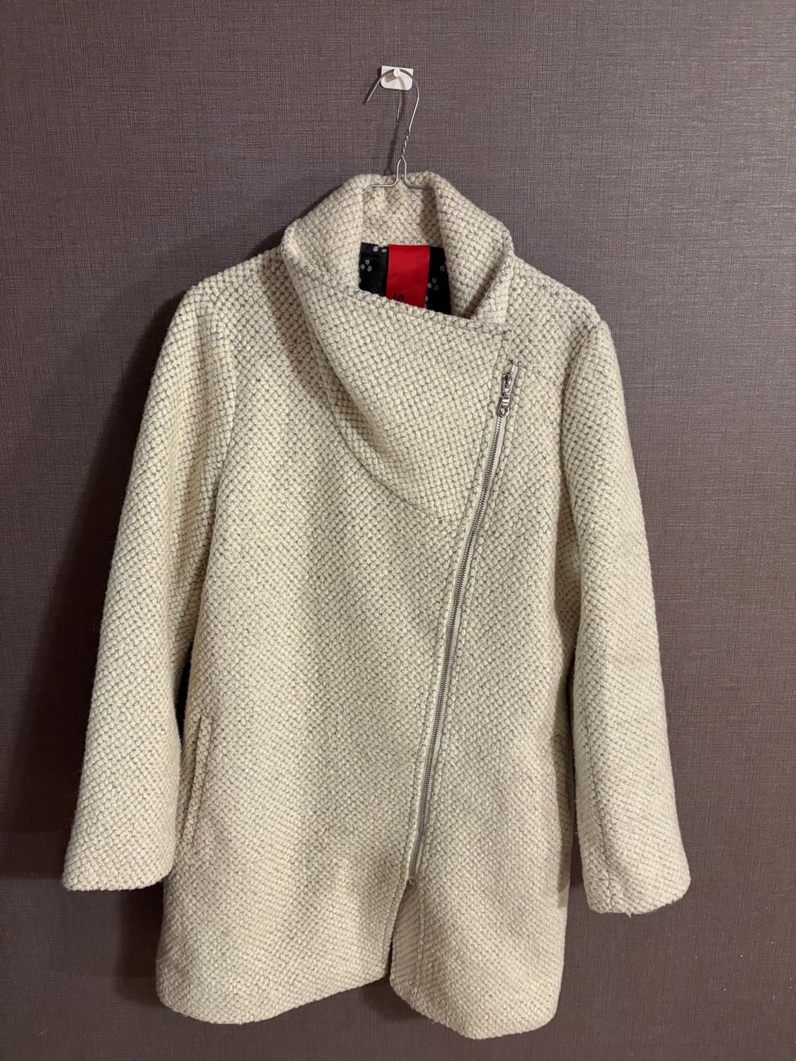 레어한 네덜란드 브랜드 SPOOM 아이보리 울 블렌드 하이넥 코트 상품이미지4